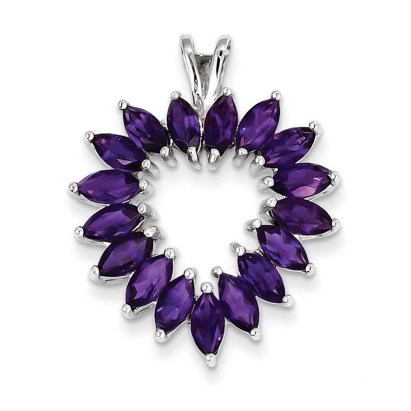 Marquise Amethyst Heart Pendant Sterling Silver QDX364, MPN: QDX364, 883957479538