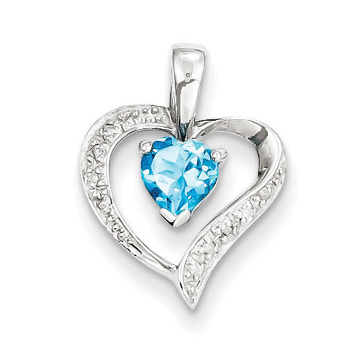 Heart Swiss Blue Topaz &amp; Diamond Heart Pendant Sterling Silver QDX556, MPN: QDX556, 883957479729