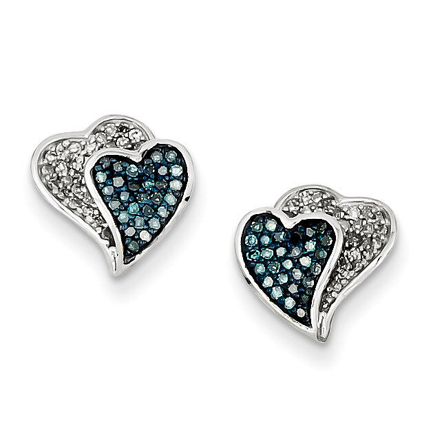 Blue &amp; White Diamond Hearts Earrings Sterling Silver QE10723, MPN: QE10723, 883957025940