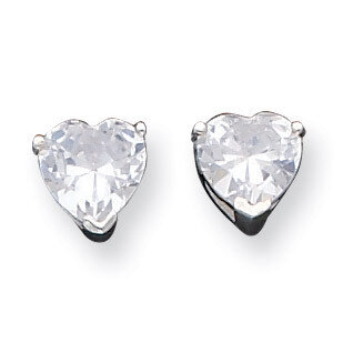 8mm Heart Diamond Stud Earrings Sterling Silver QE3160, MPN: QE3160, 883957925516