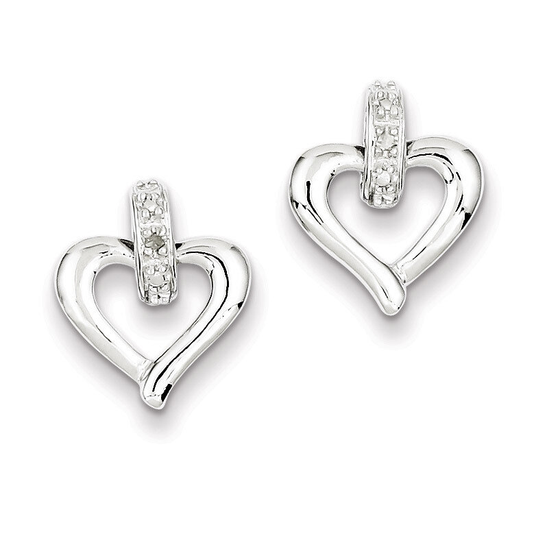 Heart with Diamond Earrings Sterling Silver QE3454, MPN: QE3454, 883957009216