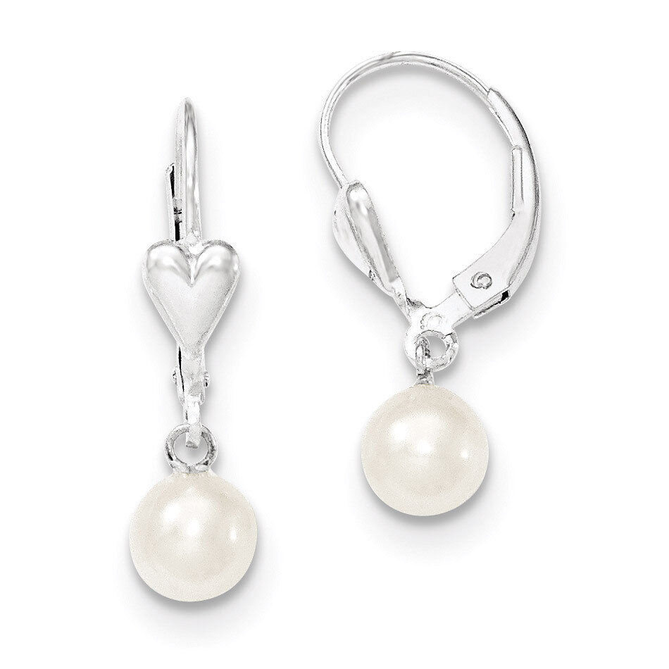 6-7mm White Cultured Pearl Leverback Earrings Sterling Silver QE7661, MPN: QE7661, 886774201689