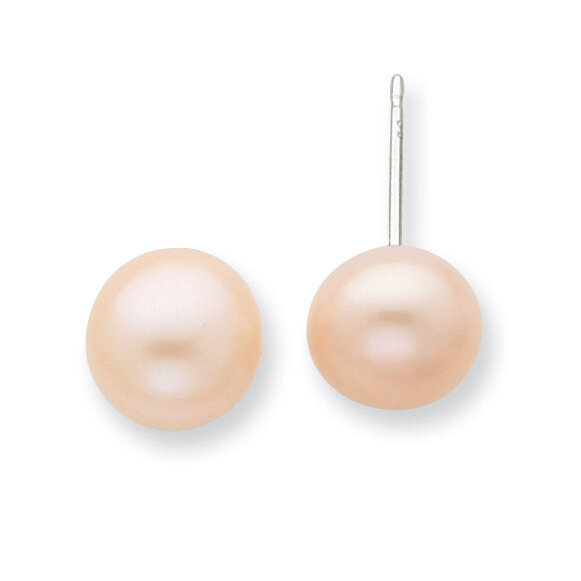 8-9mm Pink Cultured Button Pearl Stud Earrings Sterling Silver QE7676