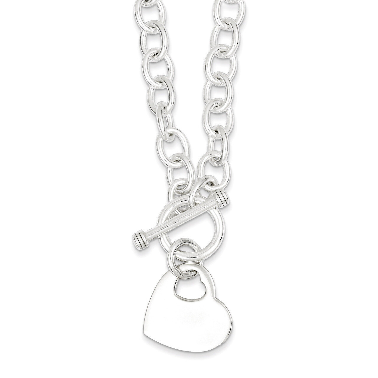 Heart Disc on Fancy Link Toggle Bracelet Sterling Silver Engravable QG1153-8.75, MPN: QG1153-8.75, …