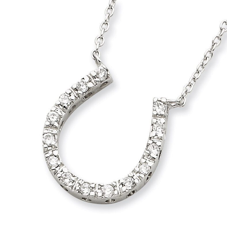 Diamond Horse Shoe Necklace Sterling Silver QG2033-16, MPN: QG2033-16, 883957948294