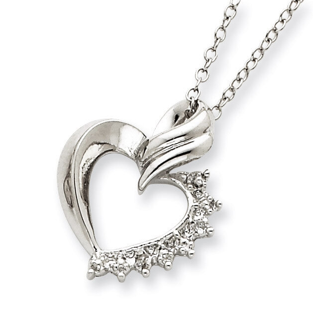 Heart Diamond Necklace Sterling Silver QG2038-18, MPN: QG2038-18, 191101295621