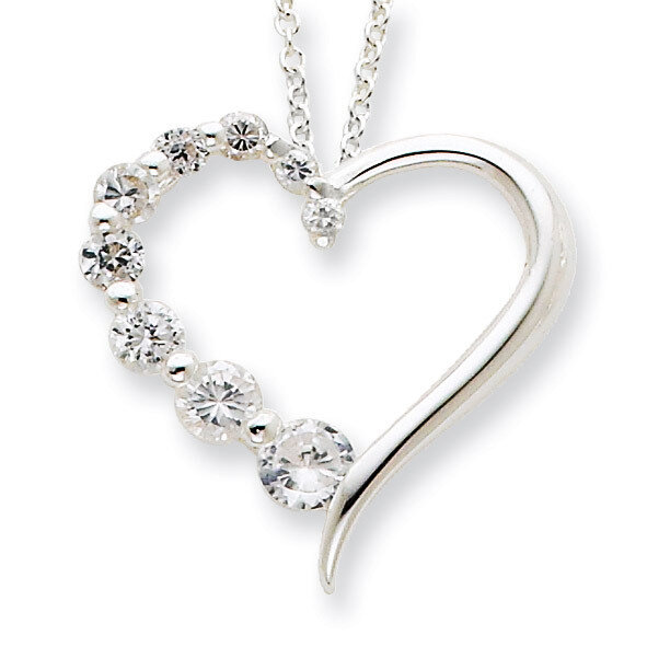 Diamond Heart Journey Necklace Sterling Silver QG2639-18, MPN: QG2639-18, 723252526233
