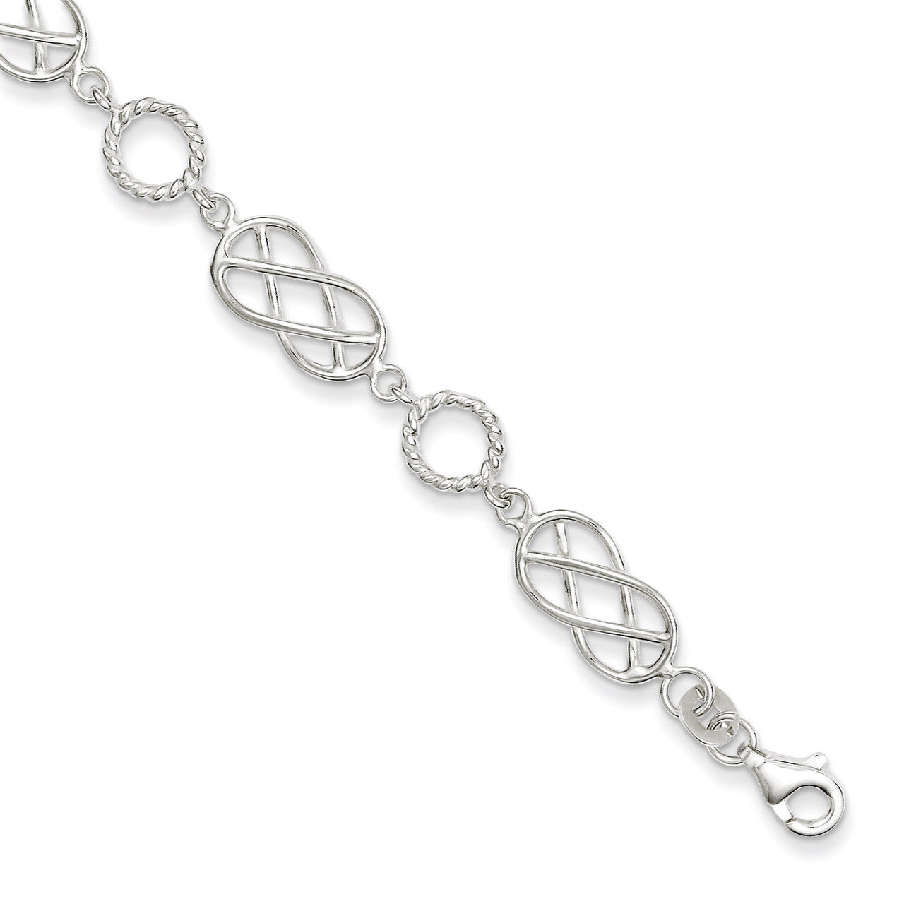Pretzel &amp; Circle Bracelet Sterling Silver QG3026-7.25, MPN: QG3026-7.25, 886774268002
