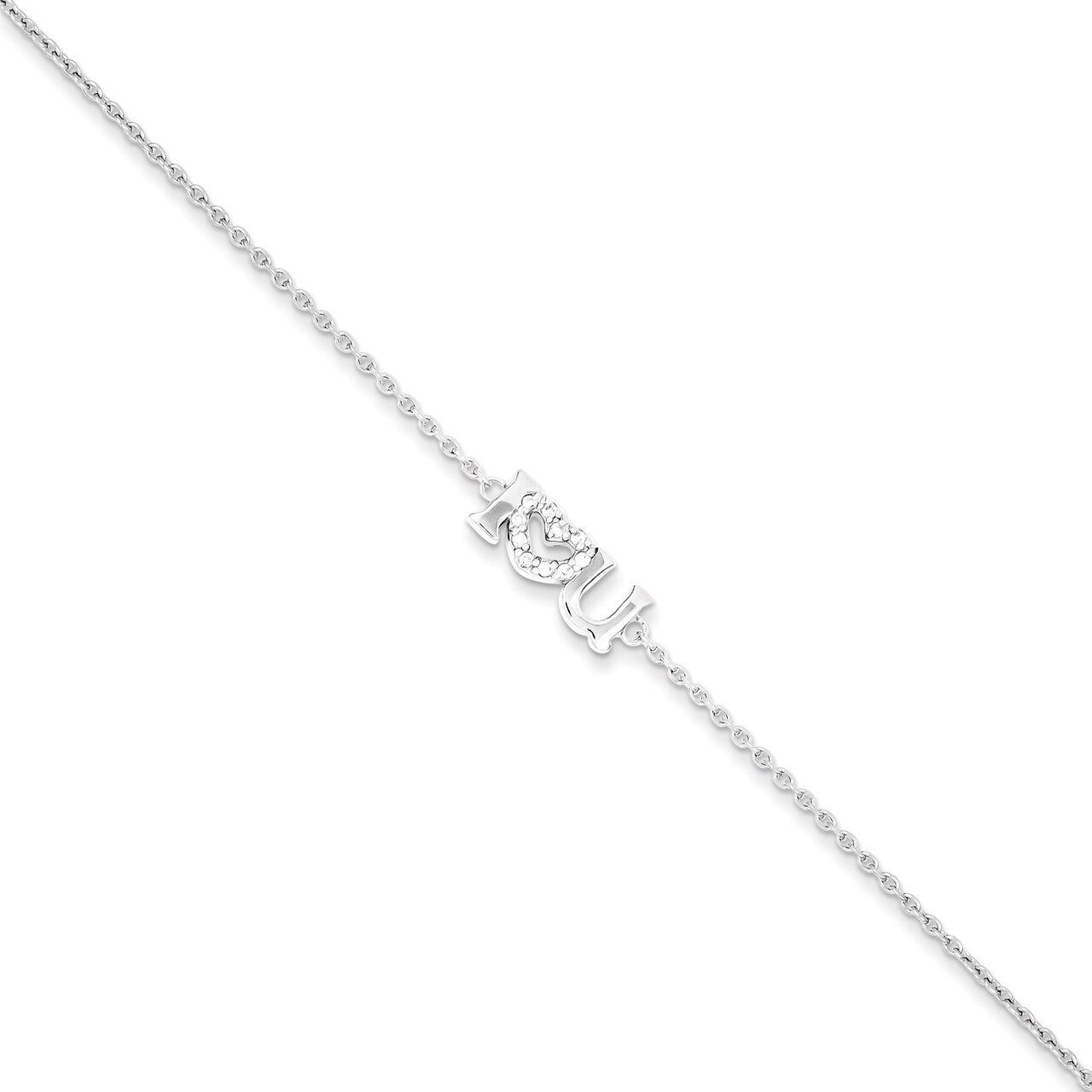 Diamond I Heart U Bracelet Sterling Silver QG3347-7.5, MPN: QG3347-7.5, 191101296062