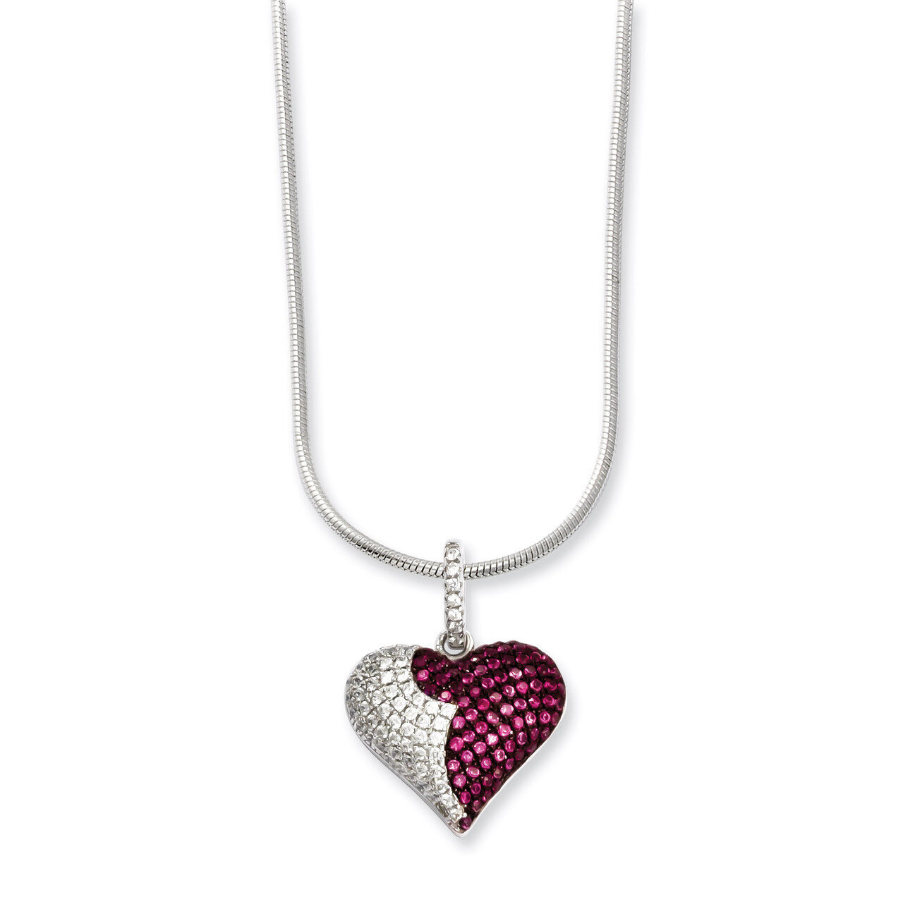 Diamond Brilliant Embers Heart Necklace Sterling Silver QMP817-18