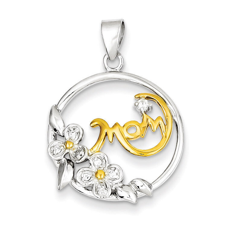 Vermeil Diamond Mom Pendant Sterling Silver QP1188, MPN: QP1188, 191101279461