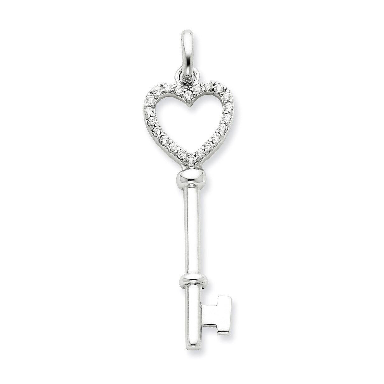 Diamond Heart Key Pendant Sterling Silver QP1550, MPN: QP1550, 191101279836