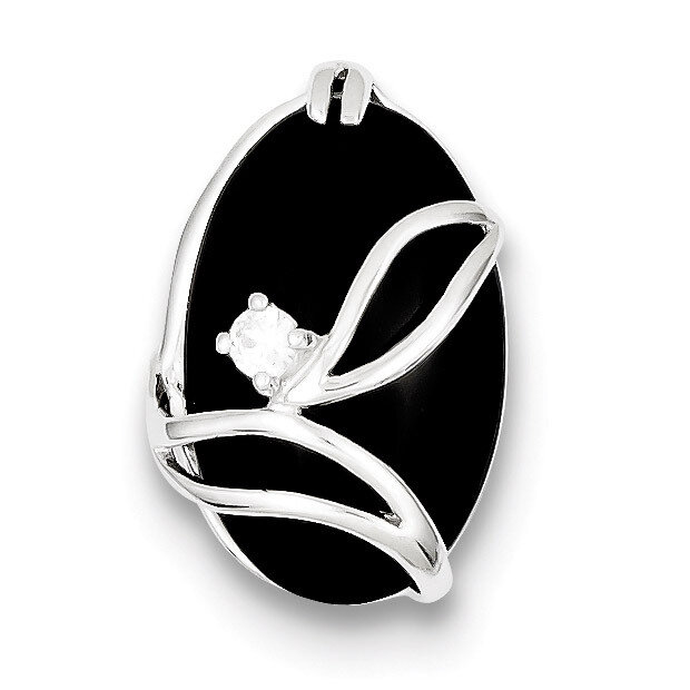 Onyx and Diamond Slide Sterling Silver QP470