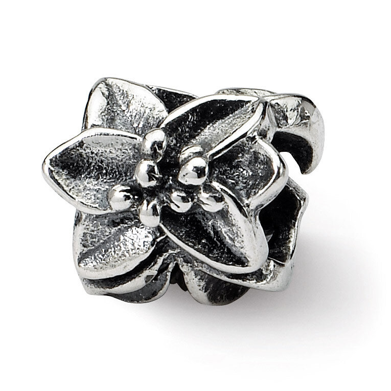 Plumeria Floral Bead Sterling Silver QRS227