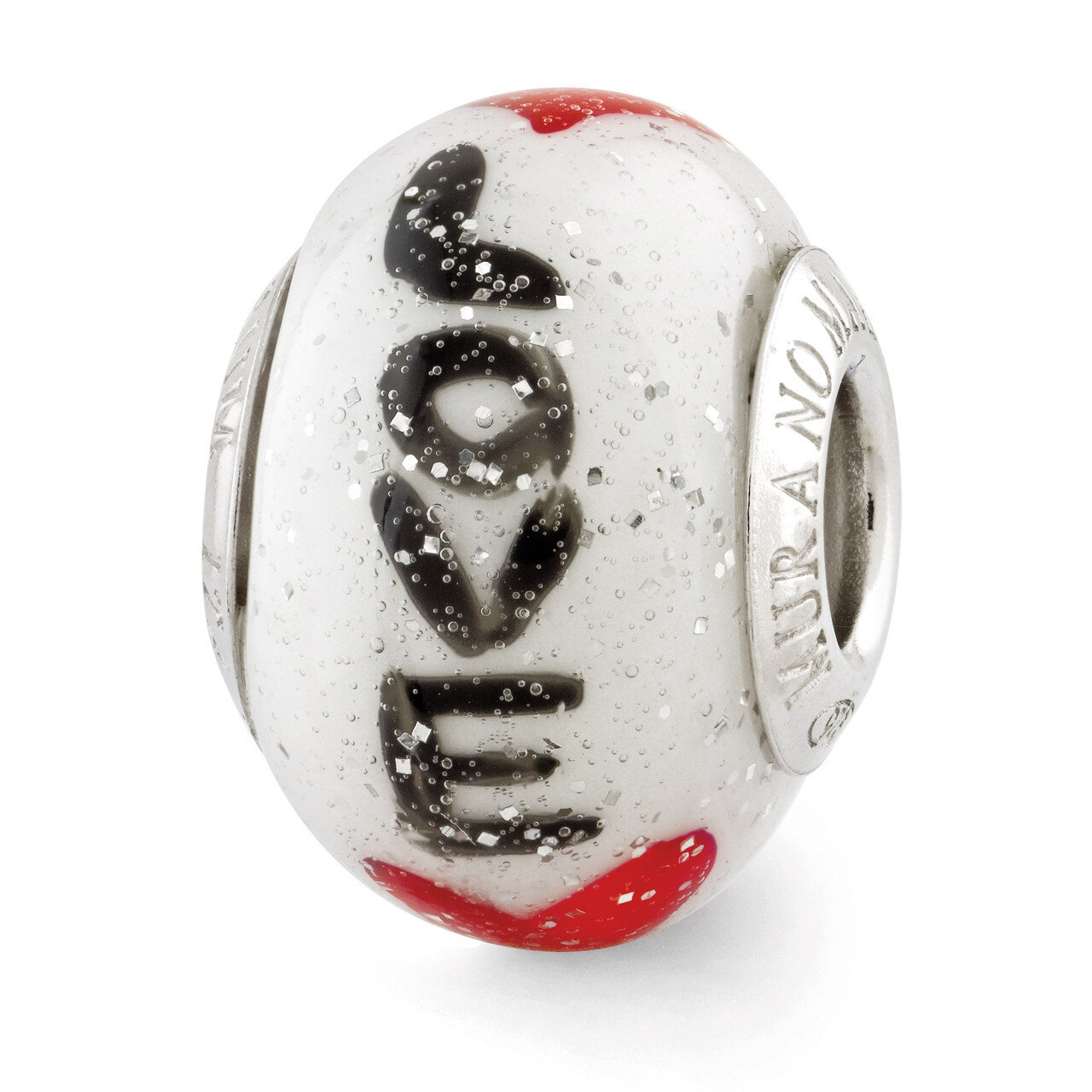 Love with Hearts Italian Glass Bead Sterling Silver QRS2690, MPN: QRS2690, 886774991429
