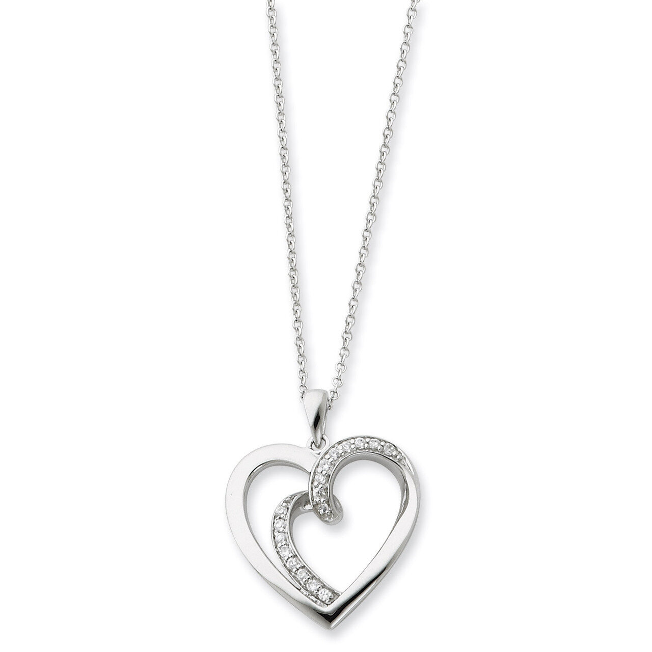 Diamond Two Souls Lived As One 18in Heart Necklace Sterling Silver QSX196, MPN: QSX196, 883957716480