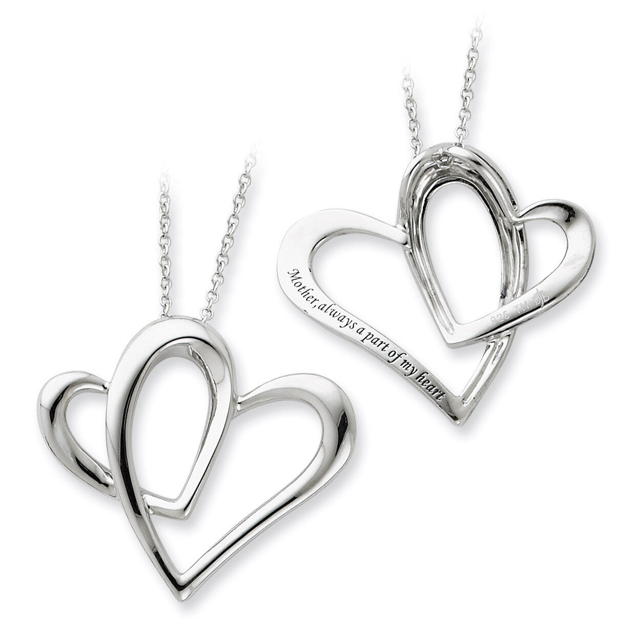Mother A Part of My Heart 18in Necklace Sterling Silver QSX246