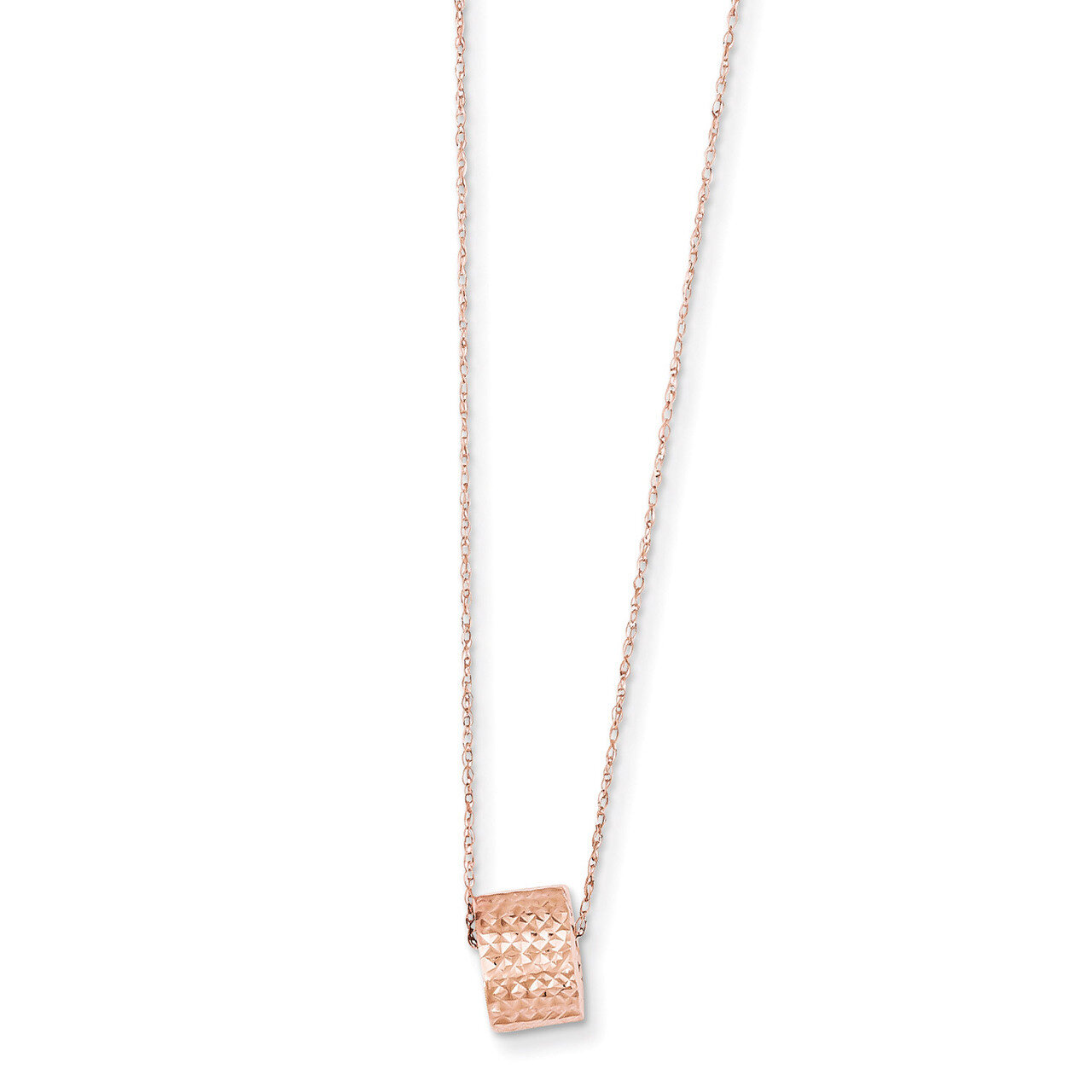 Rose Gold 8.5mm Diamond Cut Bead with 2in Ext Necklace 14K SF2063-16