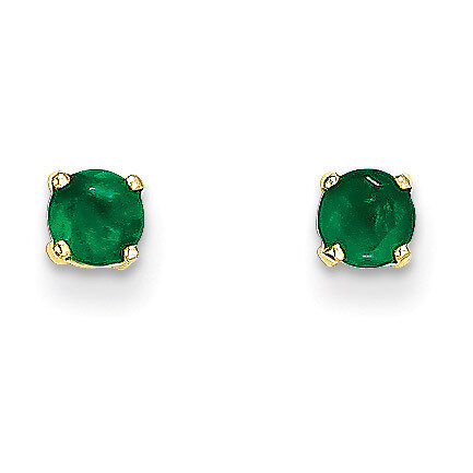 4mm May/Emerald Post Earrings 14k Gold XBE53