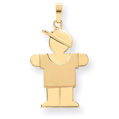 Solid Engravable Boy with Hat on Right Charm 14k Gold XK385