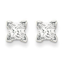 AA Quality Complete Princess Cut Diamond Earrings 14k White Gold XWAP2AA