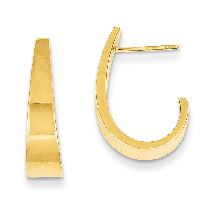 Medium Polished J Hoop Earrings 14k Gold XY611