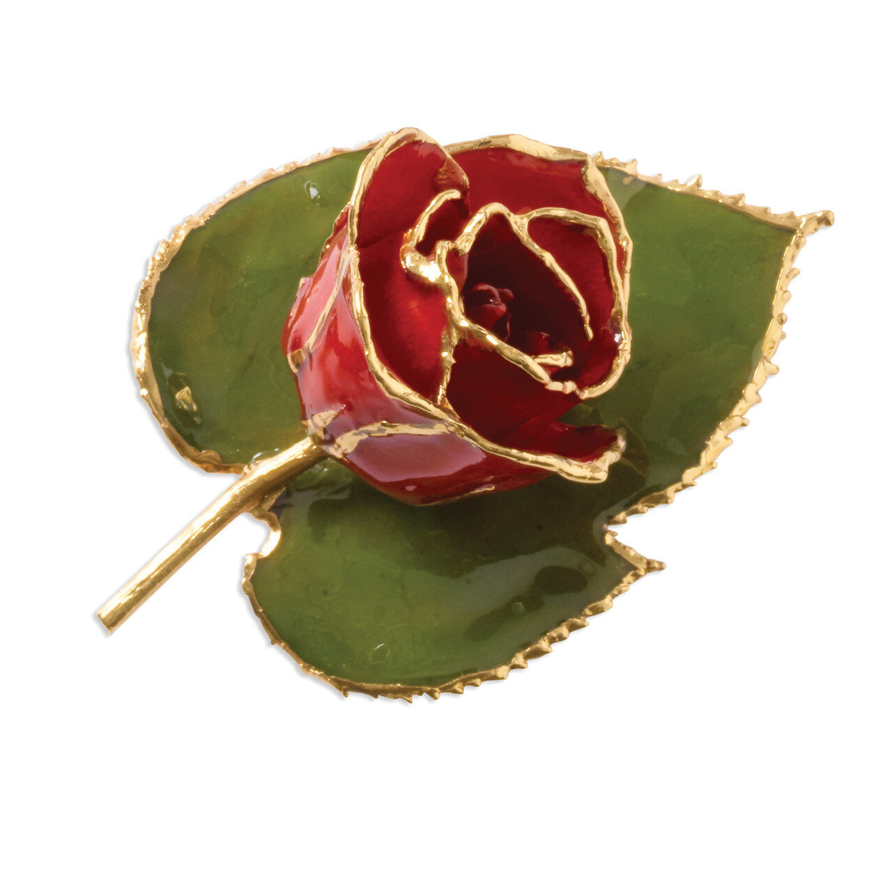 Red Rose Brooch 24k Gold Trim BF1344, MPN: BF1344, 810391015886