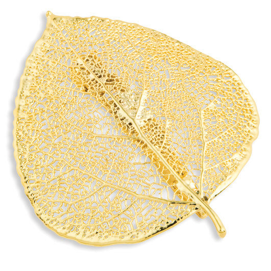 Aspen Leaf Pin 24k Gold Dipped BF1375