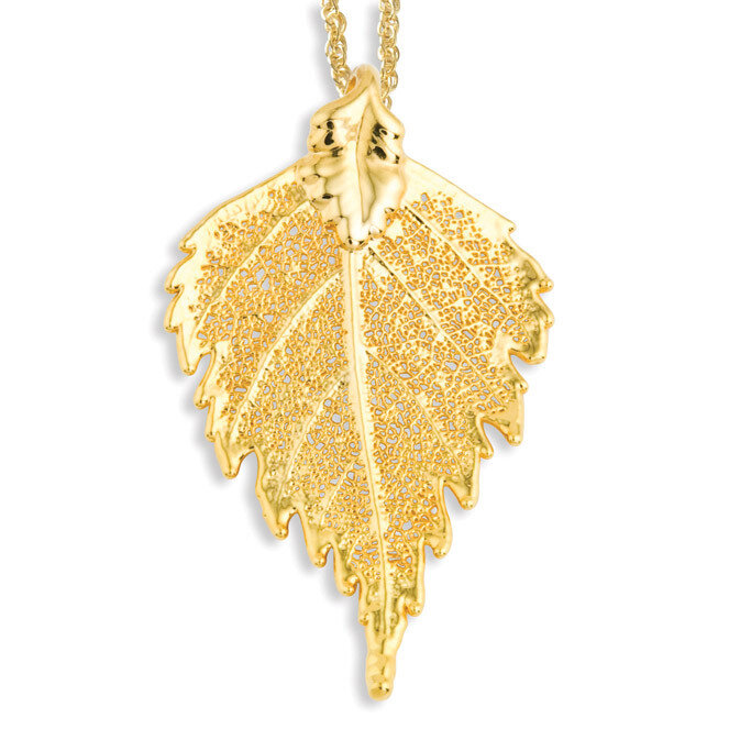 Birch Leaf with Gold-tone Chain 24k Gold Dipped BF1384-20