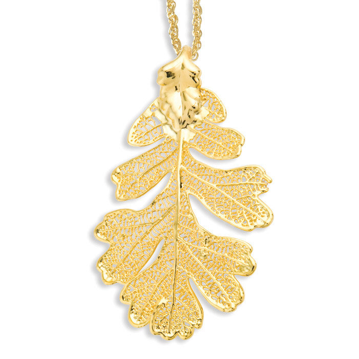 Oak Leaf with Gold-tone Chain 24k Gold Dipped BF1389-20