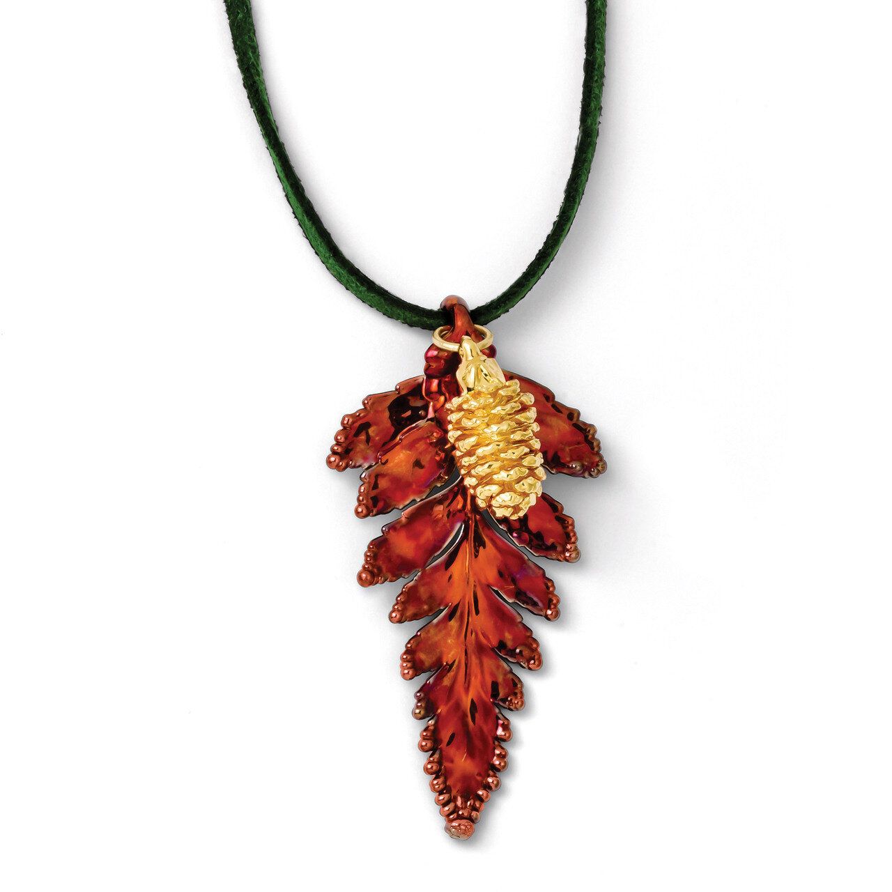 Fern Leaf 24k Gold Dipped Pine Cone Necklace Iridescent Copper BF1952-20, MPN: BF1952-20, 810391017…