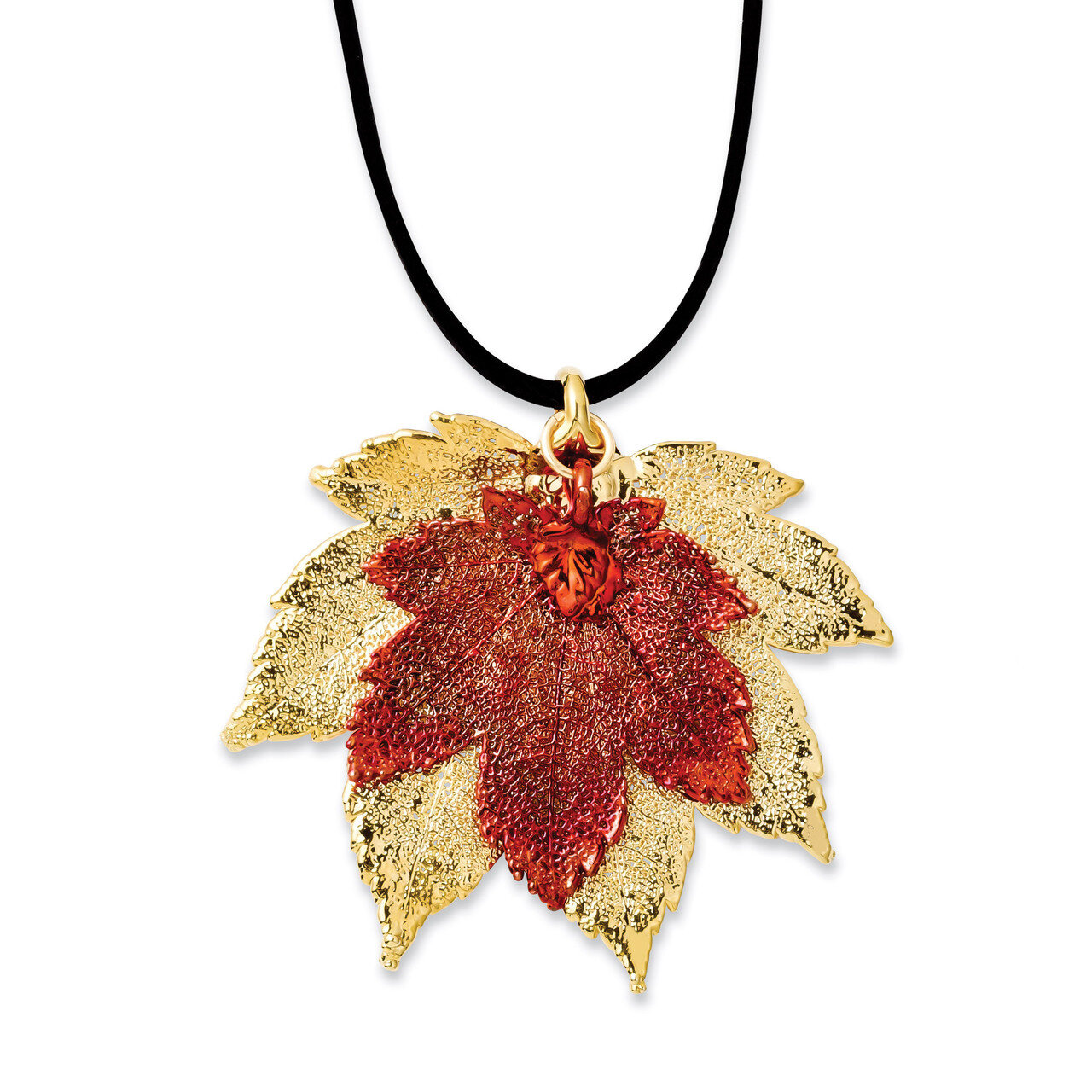Double Full Moon Maple Leaf Necklace 24k Gold/Iridescent Copper Dipped BF1963-20, MPN: BF1963-20, 8…