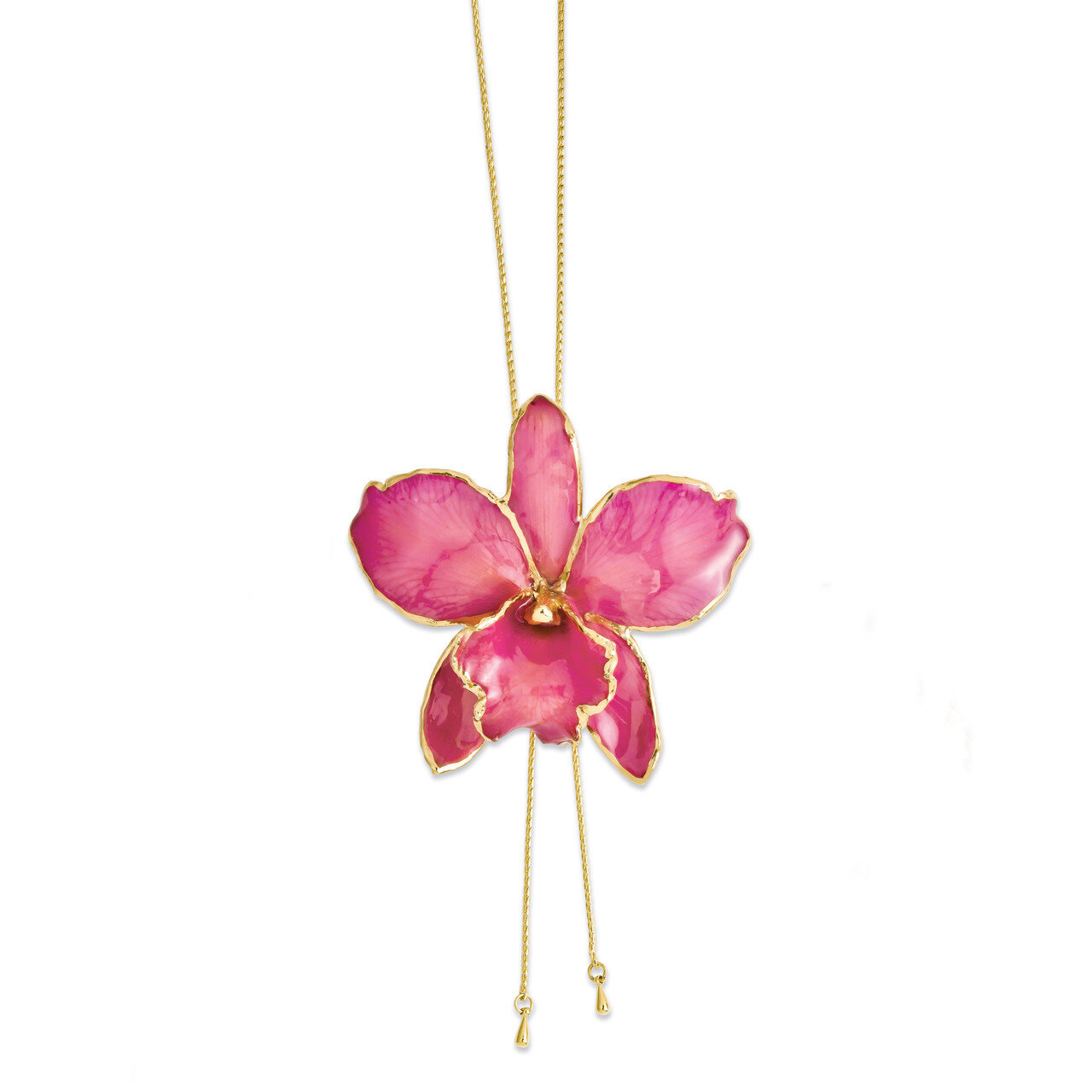 Fuchsia Cattleya Orchid Adjustable Necklace Lacquer Dipped BF2011
