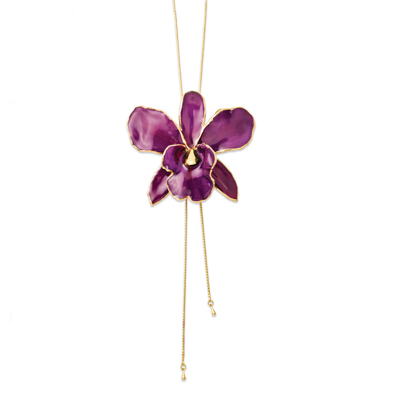 Purple Cattleya Orchid Adjustable Necklace Lacquer Dipped BF2012