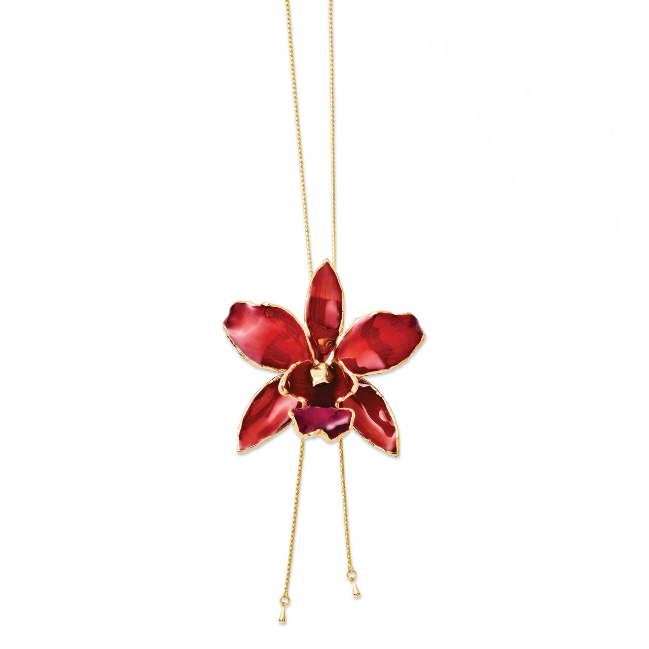 Red Cattleya Orchid Adjustable Necklace Lacquer Dipped BF2013