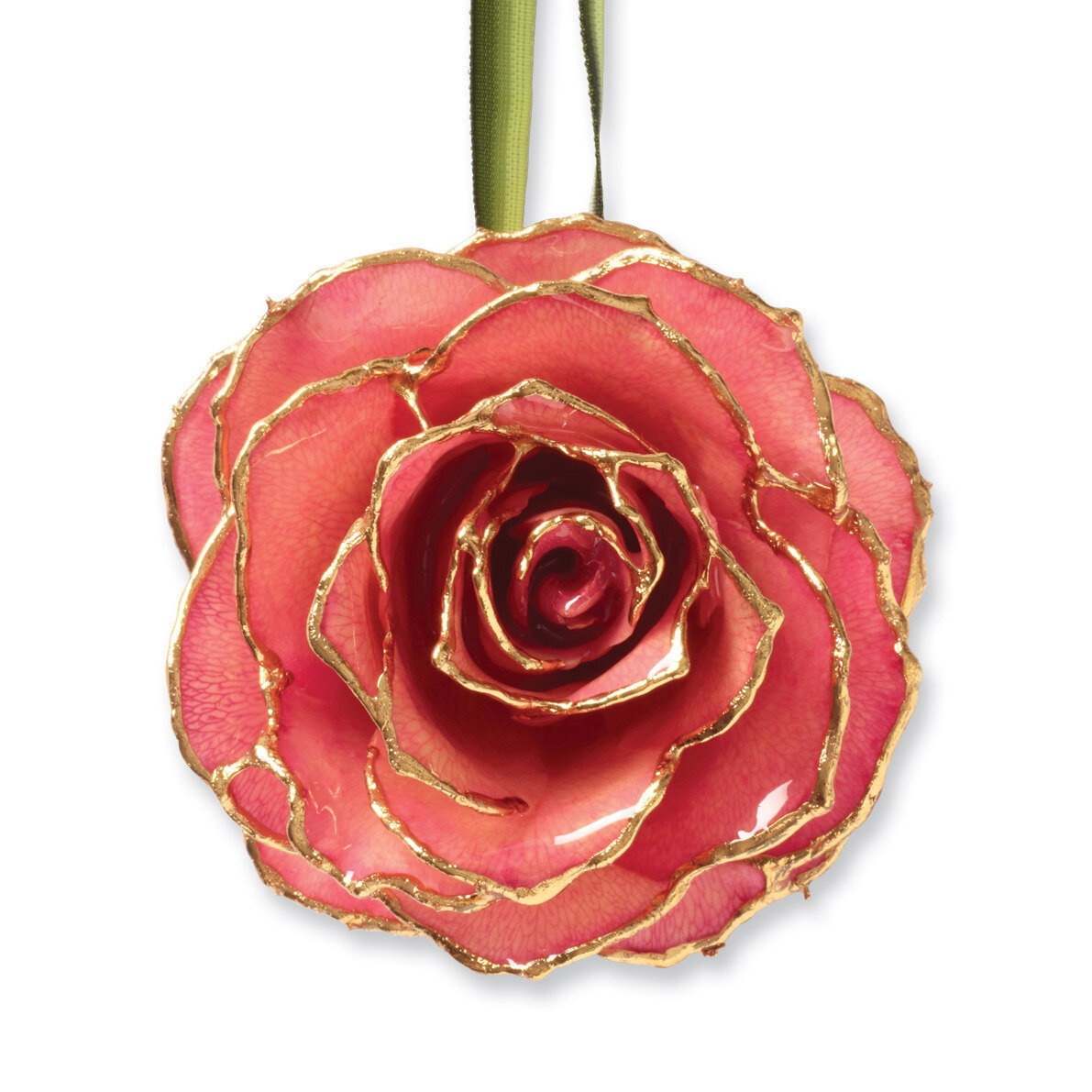 Pink Decorative Rose Lacquer Dipped 24k Gold Trim GM3912