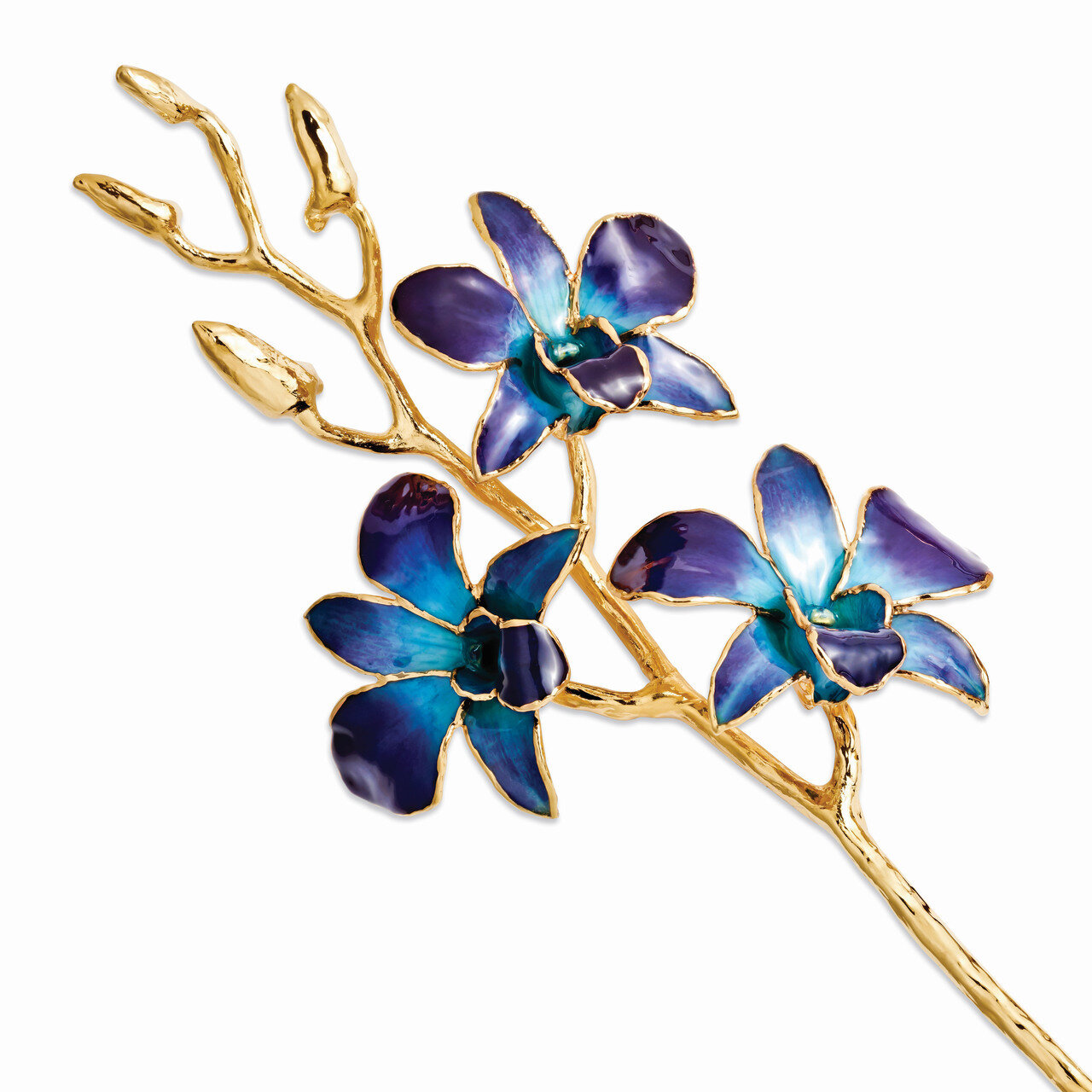 Purple Blue Orchid Stem Lacquer Dipped Gold Trimmed GM8315