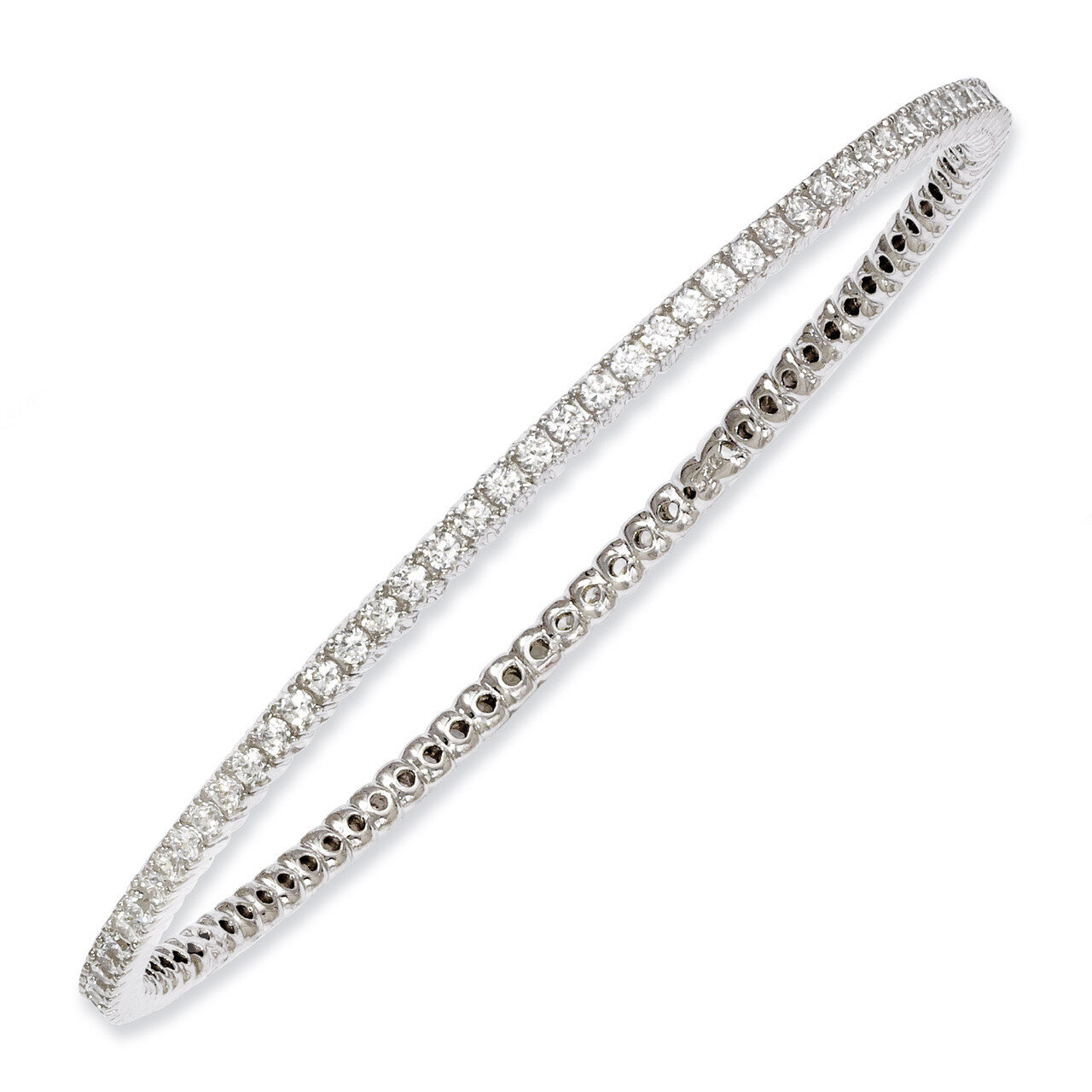 93 Stone Diamond Bangle Sterling Silver Rhodium-plated QB663, MPN: QB663, 886774298337