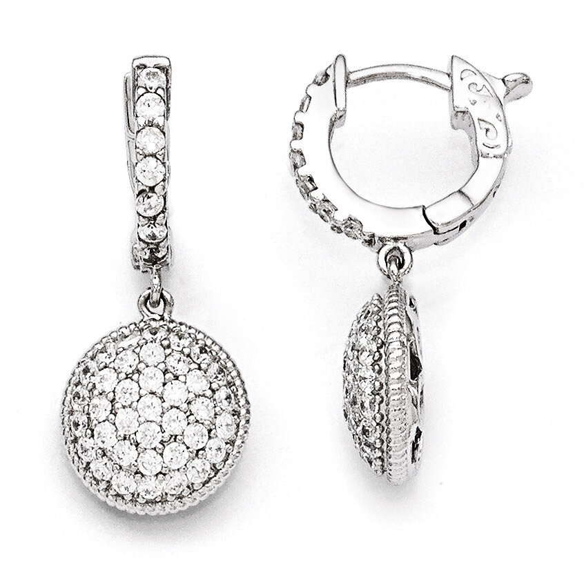 Diamond Hinged Hoop Dangle Earrings Sterling Silver Rhodium-plated QE11293, MPN: QE11293, 886774298…