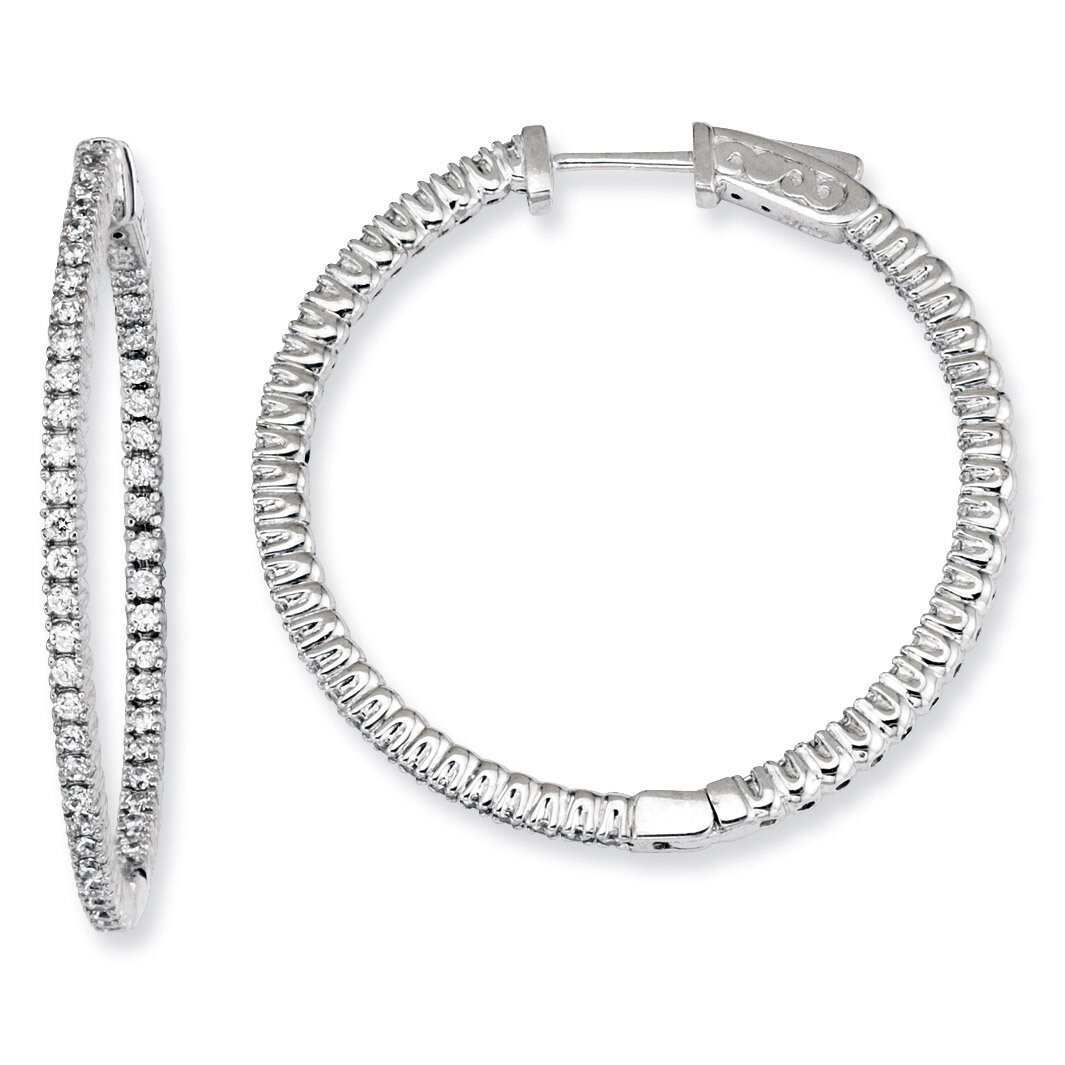 Diamond In and Out Round Hoop Earrings Sterling Silver Rhodium-plated QE7562, MPN: QE7562, 88677427…