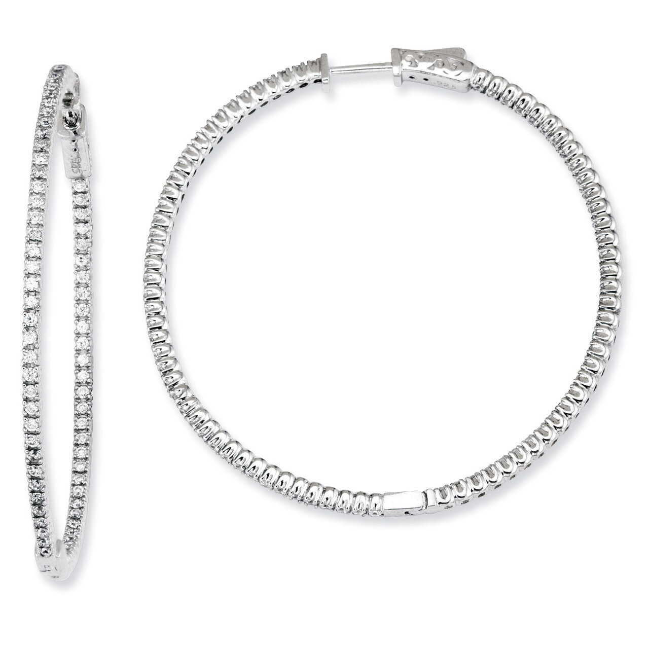 156 Stones In and Out Round Hoop Earrings Sterling Silver with Diamonds QE7563, MPN: QE7563, 886774…