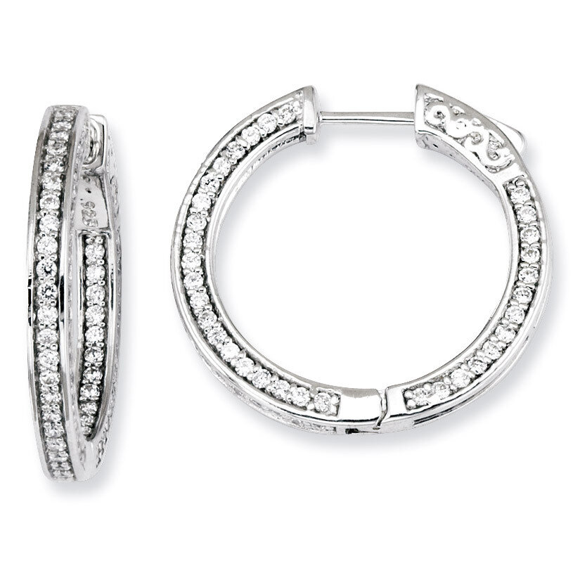 200 Stones In and Out Round Hoop Earrings Sterling Silver with Diamonds QE7565, MPN: QE7565, 886774…