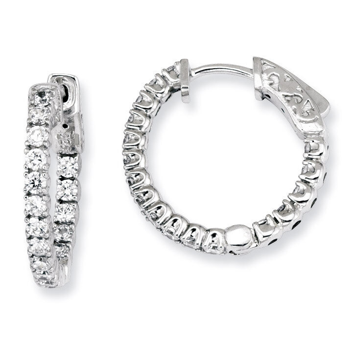 34 Stones In and Out Round Hoop Earrings Sterling Silver with Diamonds QE7567, MPN: QE7567, 8867742…