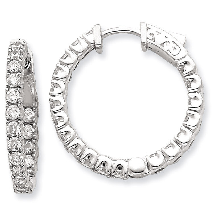 40 Stones In and Out Round Hoop Earrings Sterling Silver with Diamonds QE7570, MPN: QE7570, 8867742…