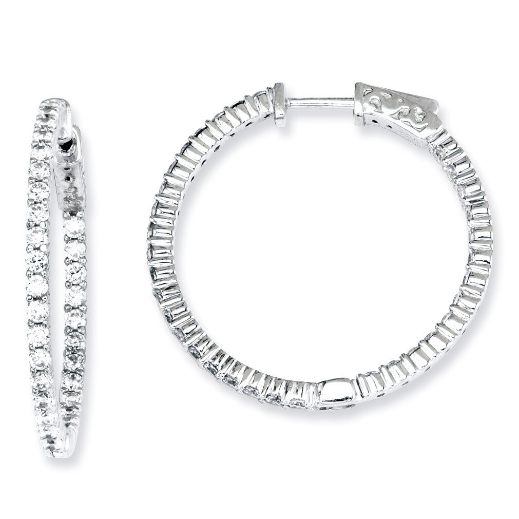 66 Stones In and Out Round Hoop Earrings Sterling Silver with Diamonds QE7576, MPN: QE7576, 8867742…