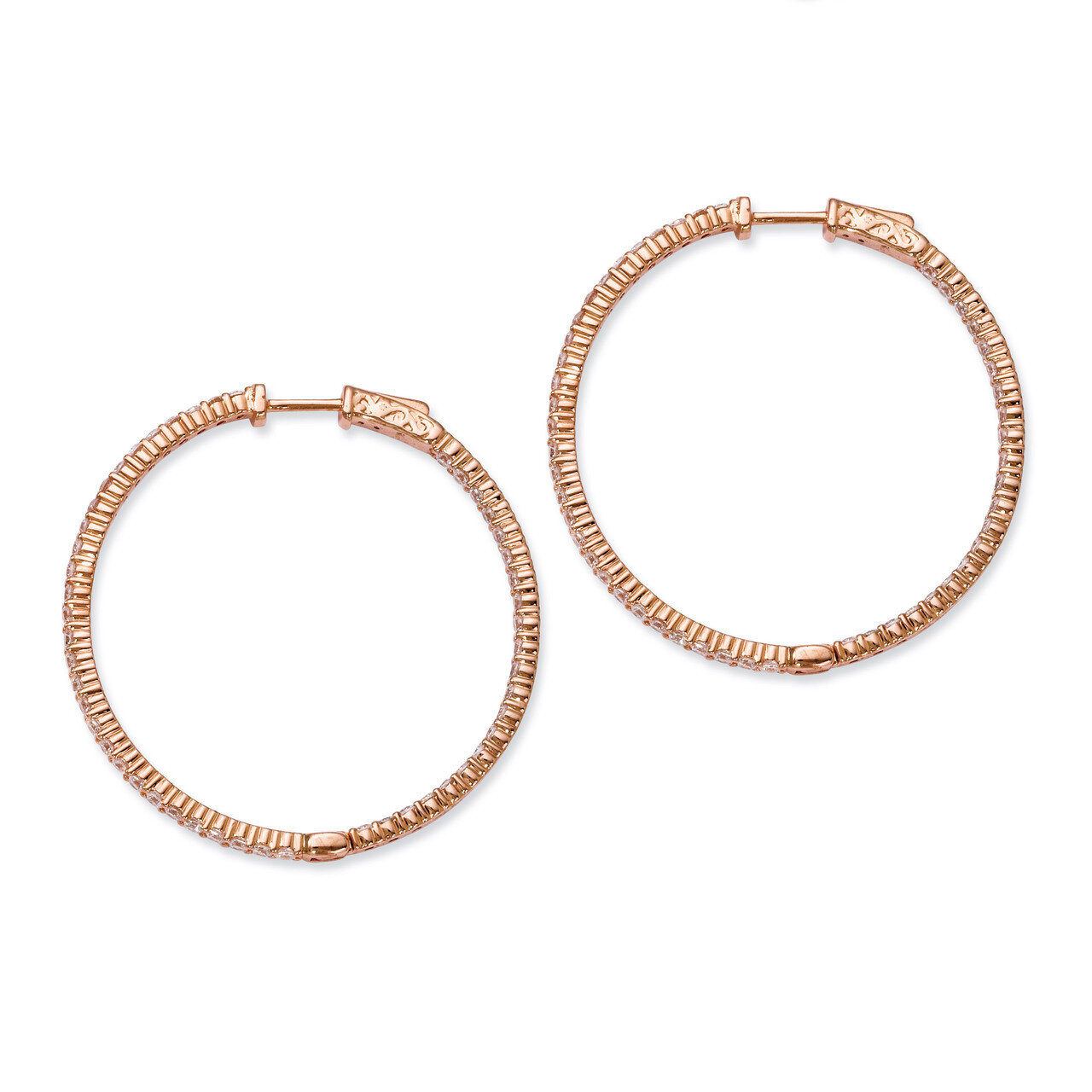 Rose Gold -plated Diamond In and Out Hoop Earrings Sterling Silver QE7577P, MPN: QE7577P, 886774299…