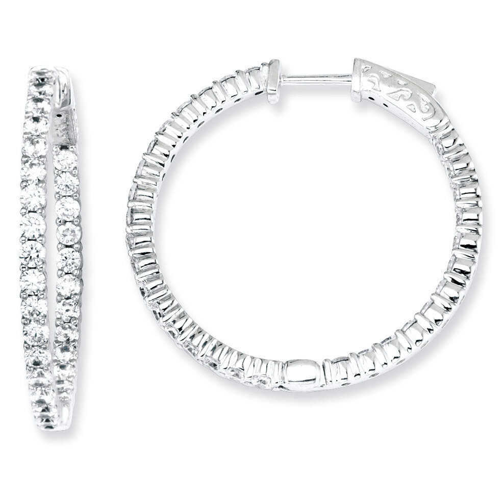 60 Stones In and Out Round Hoop Earrings Sterling Silver with Diamonds QE7581, MPN: QE7581, 8867742…