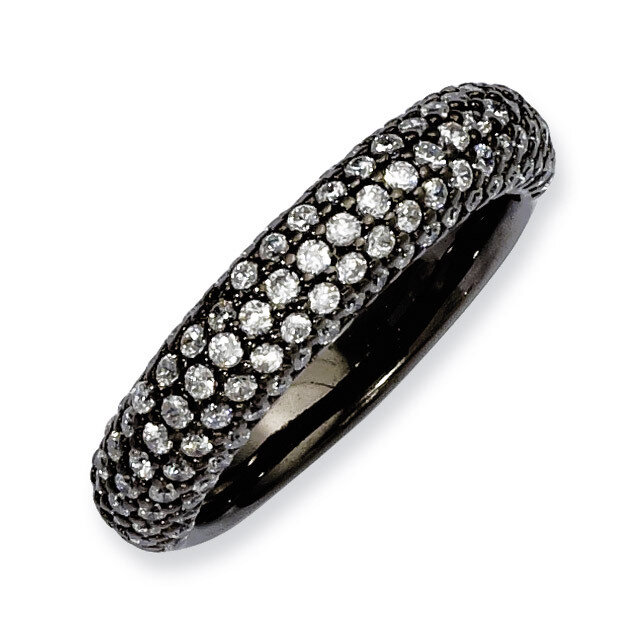 Rhodium-plated 113 Stone Diamond Ring Sterling Silver Pave QR3405B-7, MPN: QR3405B-7, 886774299679