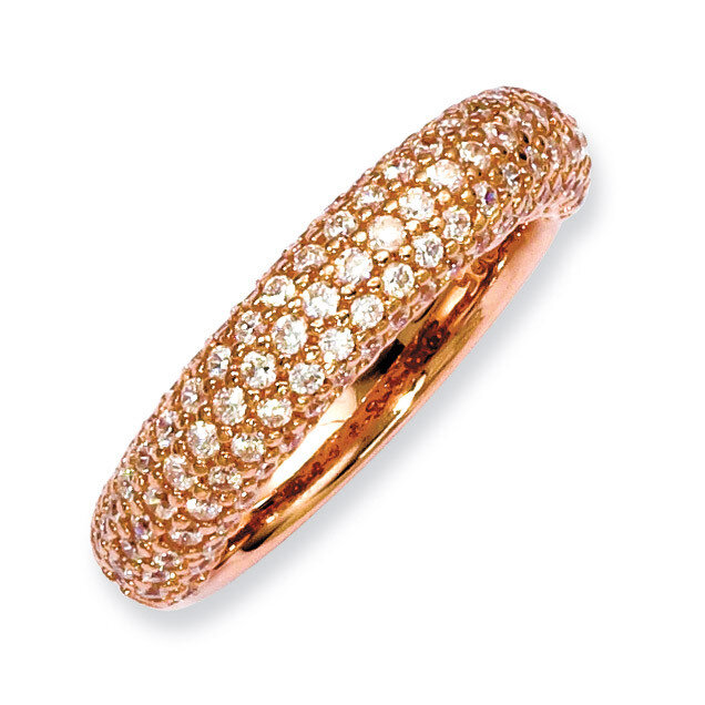 Rose Gold-plated 113 Stone Diamond Ring Sterling Silver Pave QR3405P-7