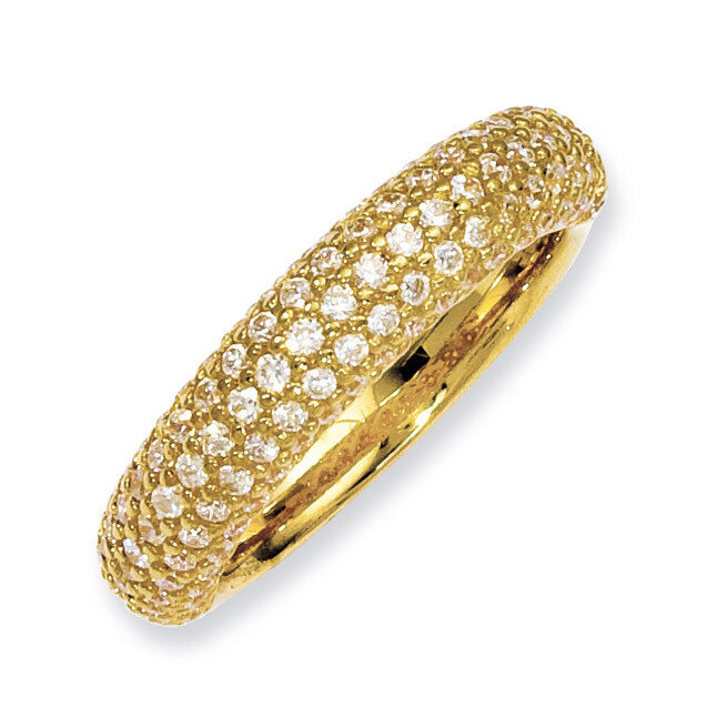 Gold-plated 113 Stone Diamond Ring Sterling Silver Pave QR3405Y-7